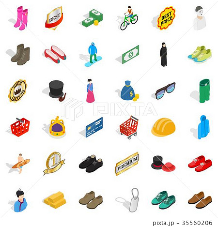 Stylish clothes icons set, isometric style Stylish clothes icons set, isometric style 35560206