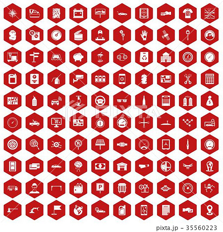 100 auto repair icons hexagon red 35560223
