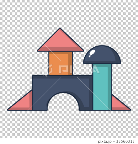 Brick house wooden toy icon, cartoon style 35560315