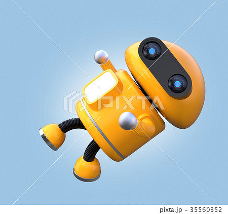空中に浮遊しているオレンジ色のロボット 空中に浮遊しているオレンジ色のロボット 35560352