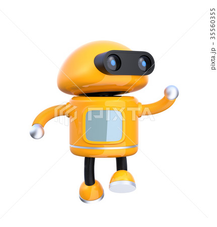 白バックにオレンジ色のロボットが踊っている 35560355