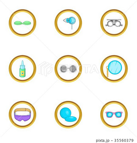Goggles equipment icons set, cartoon style 35560379