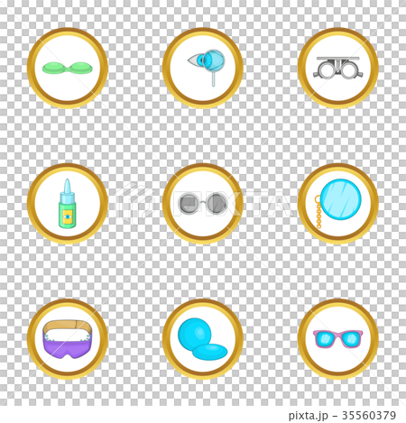 Goggles equipment icons set, cartoon style 35560379