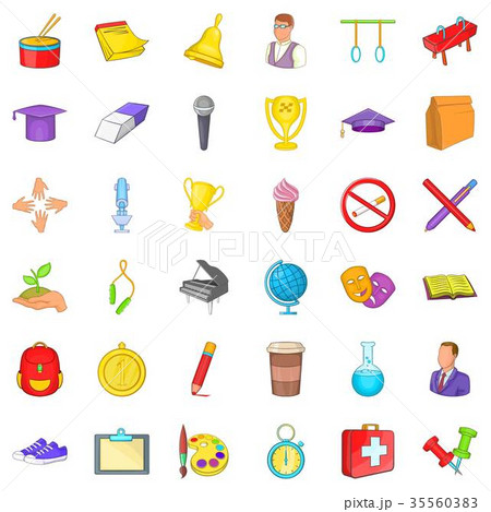 College and school icons set, cartoon style 35560383