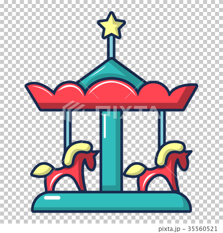 Carousel with horses icon, cartoon style 35560521