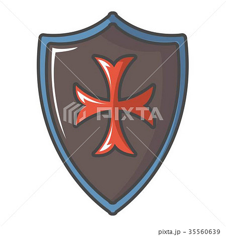 Red cross classic shield icon, cartoon style 35560639