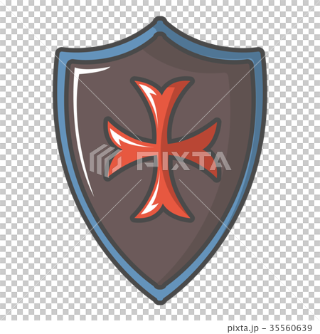 Red cross classic shield icon, cartoon style 35560639