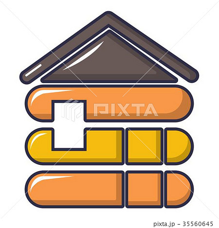 Wood house icon, cartoon style Wood house icon, cartoon style 35560645