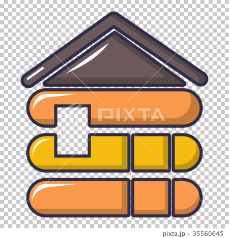 Wood house icon, cartoon style Wood house icon, cartoon style 35560645
