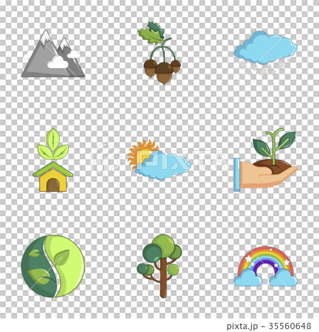 Ecology icons set, cartoon style Ecology icons set, cartoon style 35560648