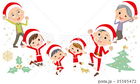 Family Three Generations Christmas Jumpのイラスト素材