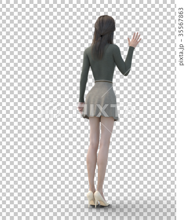 A woman with beautiful legs to pose perming3DCG Illustration material 35567863