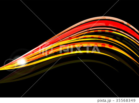 Rainbow color wavy lines on black background 35568349