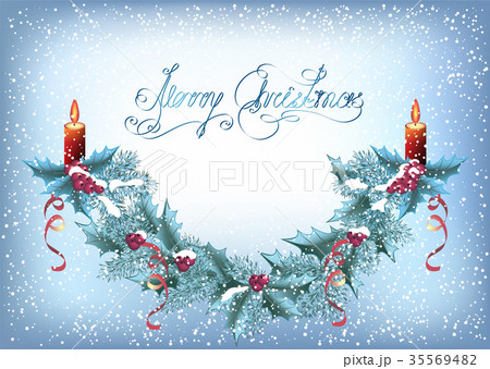 Christmas card with spruce garland 35569482
