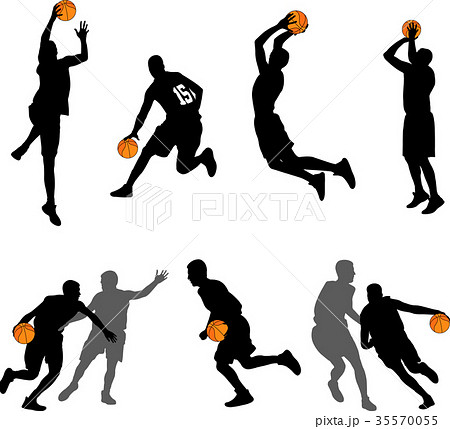 Basketball Players Silhouettes Collectionのイラスト素材