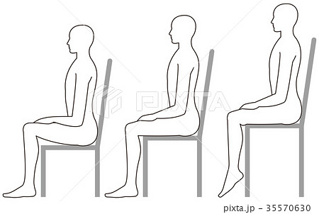高いイスと低いイスに座るときの姿勢のイラスト素材