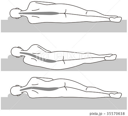 硬いベッドと柔らかいベッド 寝る姿勢のイラスト素材