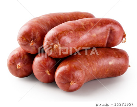 Fresh juicy sausages for grilling 35571957
