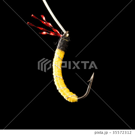 fly to catch fish on a black background fly to catch fish on a black background 35572312