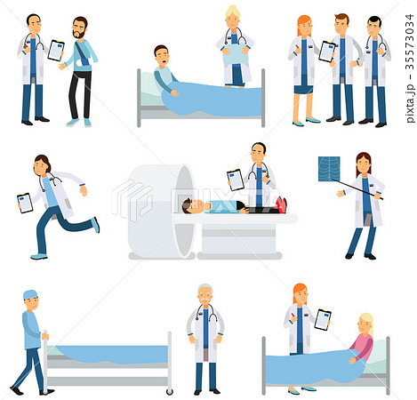 Flat vector characters set of medical workers and Flat vector characters set of medical workers and 35573034