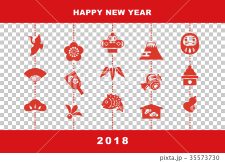 2018年　年賀状　縁起物イラスト 35573730