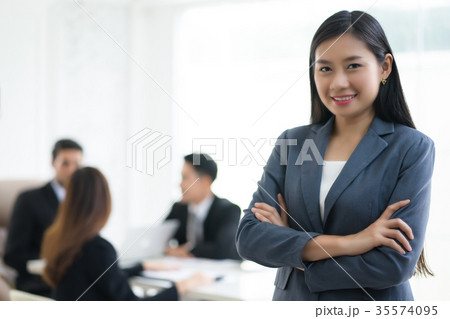 Young Business woman on the background of business people 35574095