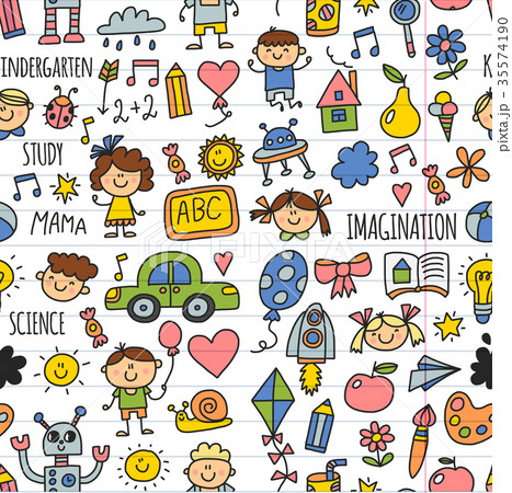 Seamless pattern School, kindergarten. Happy 35574190