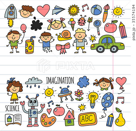 School, kindergarten. Happy children. Creativity 35574194