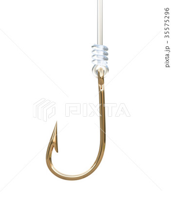 Fishing hook hanging on the fishing line Fishing hook hanging on the fishing line 35575296