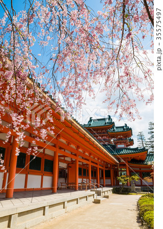 平安神宮 白虎楼と桜 京都府京都市左京区 ※2017年4月撮影 平安神宮 白虎楼と桜 京都府京都市左京区 ※2017年4月撮影 35575497