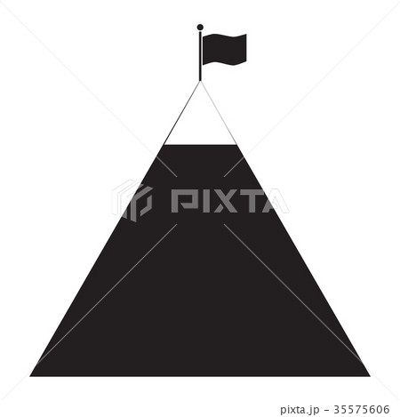 flag on mountain icon on white background. flag on mountain icon on white background. 35575606