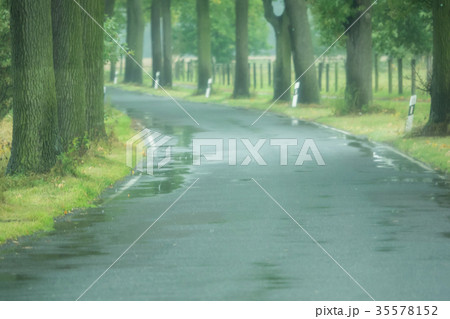 A wet road after the rain 35578152