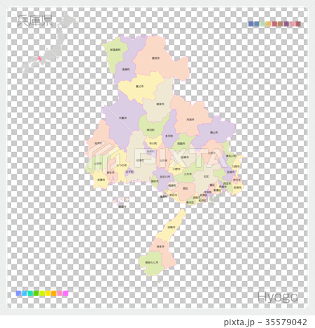 兵庫県の地図(市町村・色分け) 兵庫県の地図(市町村・色分け) 35579042