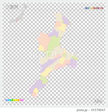 三重県の地図（市町村・色分け） 35579047