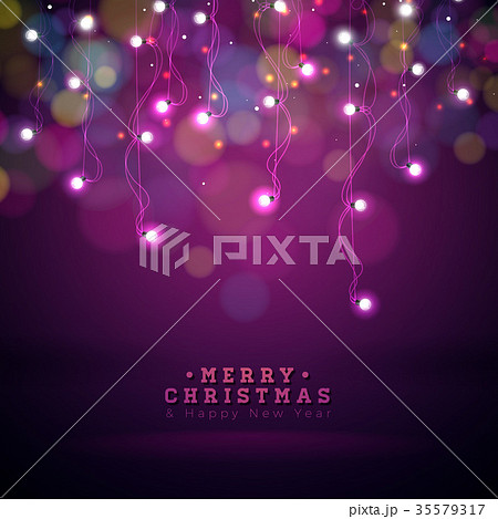 Bright Christmas Lights Illustration on a Dark Bright Christmas Lights Illustration on a Dark 35579317