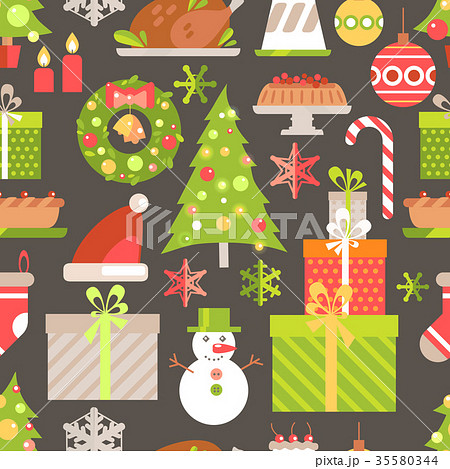 Vector flat winter holiday seamless pattern 35580344