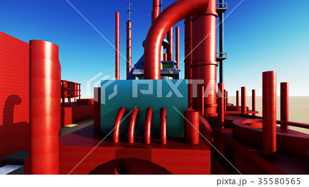steel pipes in crude oil factory 3d rendering 35580565