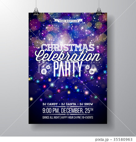 Vector Merry Christmas Party Design with Holiday 35580963