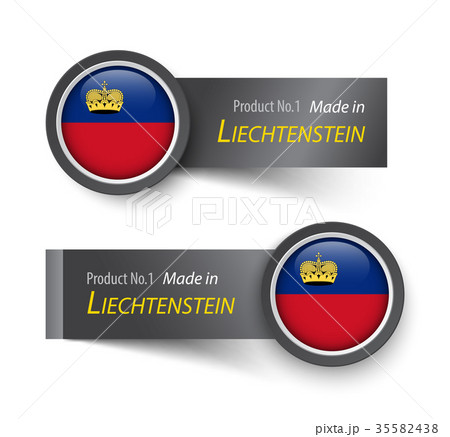 Flag icon and label text made in Liechtenstein 35582438