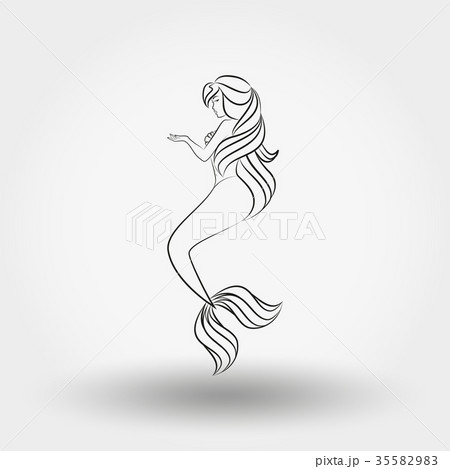 Mermaid Art Lineのイラスト素材 3559