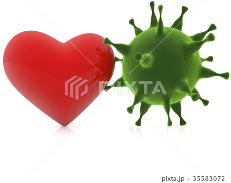 Red heart with green virus Red heart with green virus 35583072