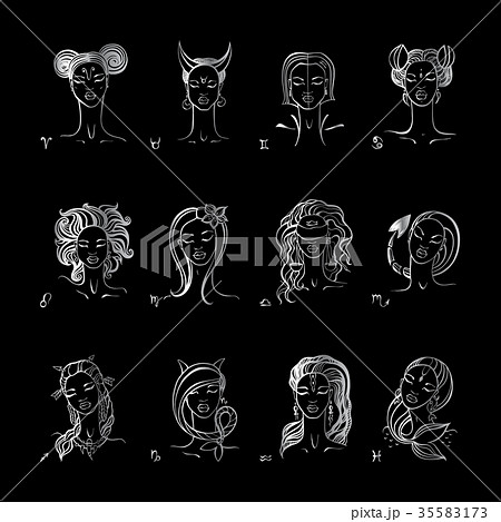 Zodiac sign. Beautiful fashion girl. Vector hand Zodiac sign. Beautiful fashion girl. Vector hand 35583173