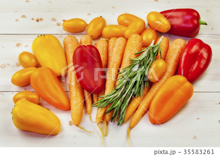 Composition with peppers, tomatoes, carrots, basil Composition with peppers, tomatoes, carrots, basil 35583261