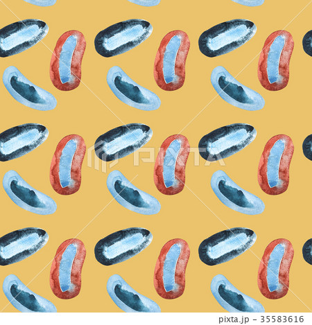 Blue and red seamless patterns. Hand drawn 35583616