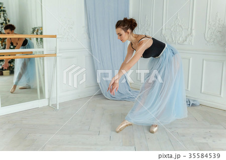 Young ballet dancer in dance class Young ballet dancer in dance class 35584539
