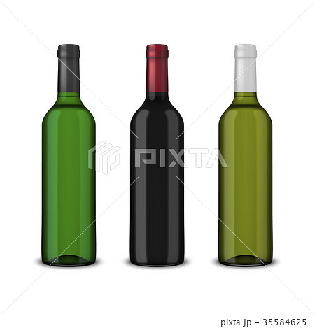 Set of 3 realistic vector bottles of wine without 35584625