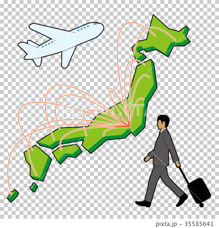 飛行機で出張するビジネスマンのイラスト素材 飛行機で出張するビジネスマンのイラスト素材