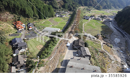 空撮 2017年11月1日撮影 九州北部豪雨後の日田英彦山線_筑前岩屋駅 35585926