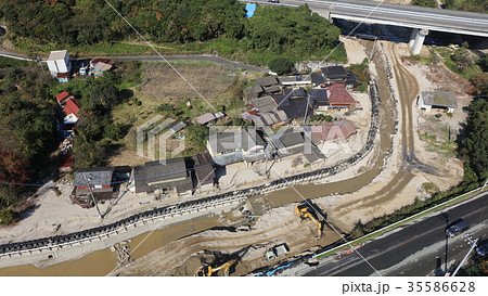 空撮 2017年11月6日撮影 九州北部豪雨後の杷木池田(白木谷川) 空撮 2017年11月6日撮影 九州北部豪雨後の杷木池田(白木谷川) 35586628
