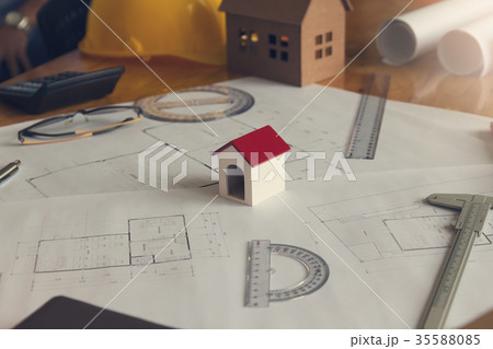 House model and blueprint , Vintage Effect House model and blueprint , Vintage Effect 35588085